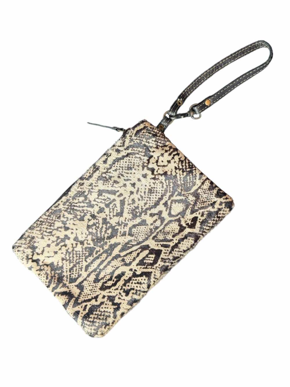 MYRA BAG SNAKE PRINT LEATHER HAIRON POUCH